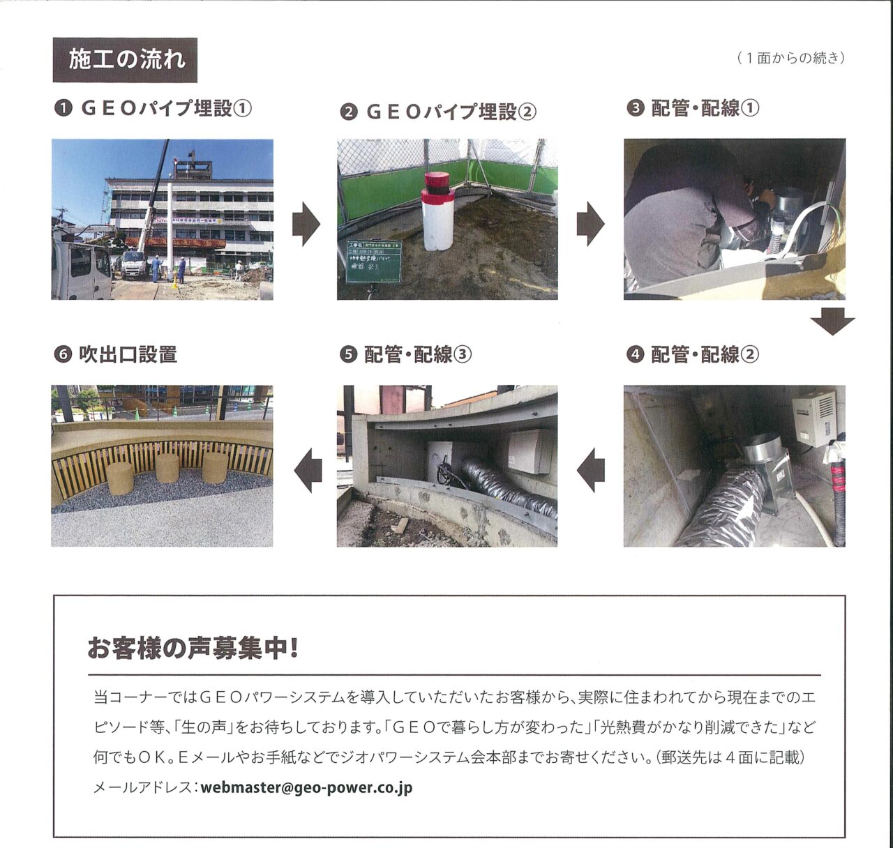 ジオパワーシステム施工の流れ