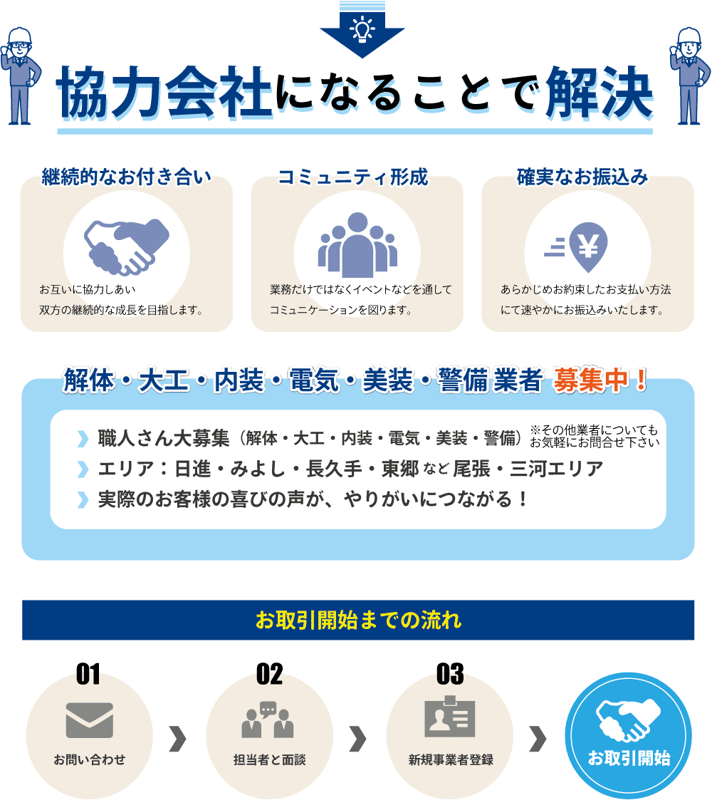 協力会社になることで解決！